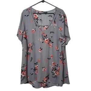 Torrid Gray Floral Blouse